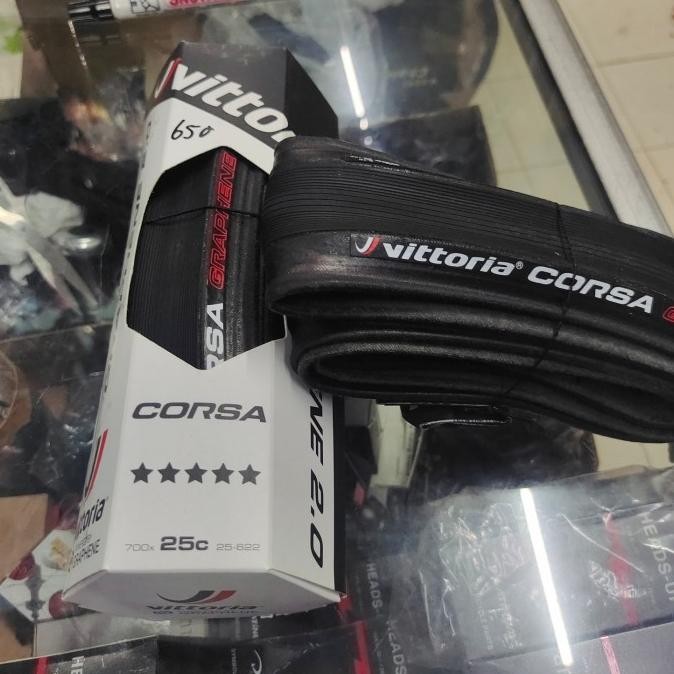 [ Sonlo ] Vittoria Corsa 700X25C - Full Black Ban Luar Vittoria Corsa Graphene 2