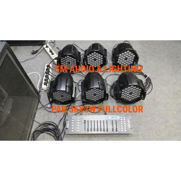 Paket 6Buah Parled 36X3W Fullcolor Plus Dmx 192 Dan Free Kabel Dmx 20M  Ready