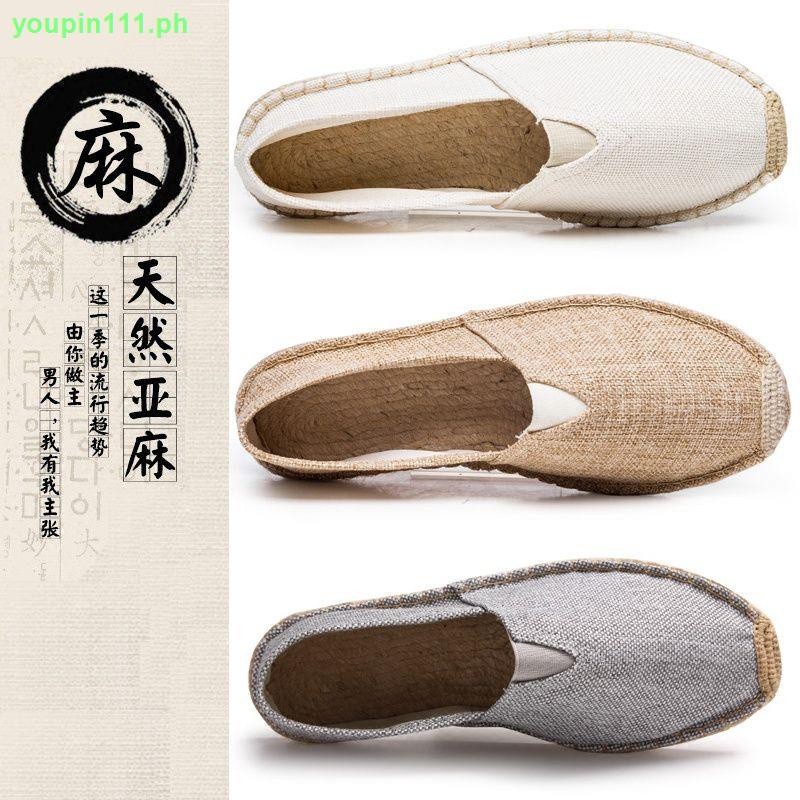 Summer Straw Espadrilles Pria S Canvas Shoes Linen Solid Color Grey Lazy Flat Shoes Casual Sepatu Na