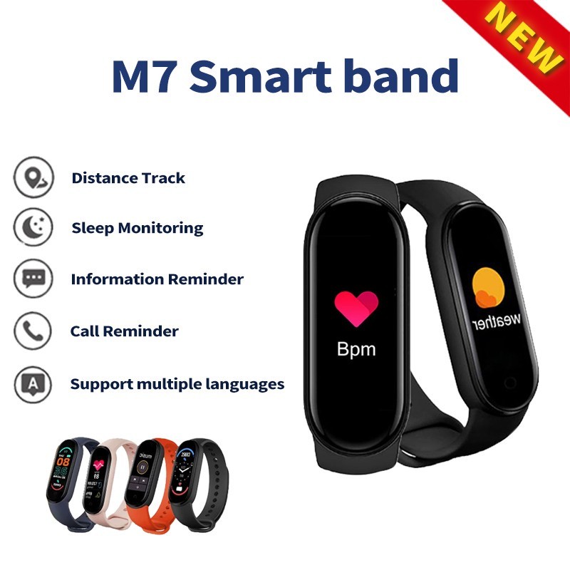 2022 Jam Tangan Pintar M7 Baru IP67 Jam Tangan Pria Pelacak Kebugaran Denyut Jantung Monitor Tekanan