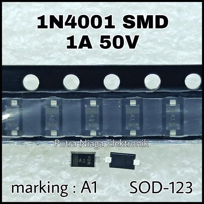 Diskon (10) Dioda SMD 1N4001 1A 50V SOD123 / IN4001 SOD-123 1N 4001 Marking : A1 putr4n Ayo Order