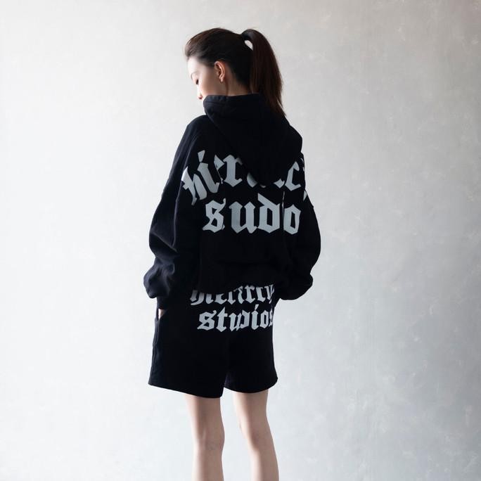 New | Promo Hierarchy Studios - Black Wide Logo Oversized Hoodie