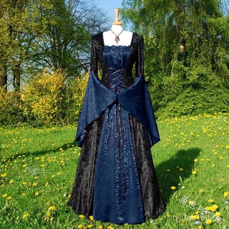 European and American Medieval European Court Style Foreign Trade Party Dress Dress Women's Long Dre