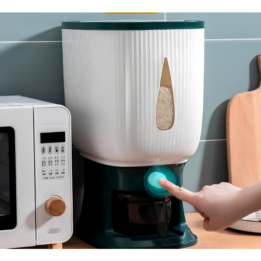 Dispenser Beras 10 Kg Modern 10 Kg Rice Dispenser Tempat Wadah Penyimpanan Beras Otomatis