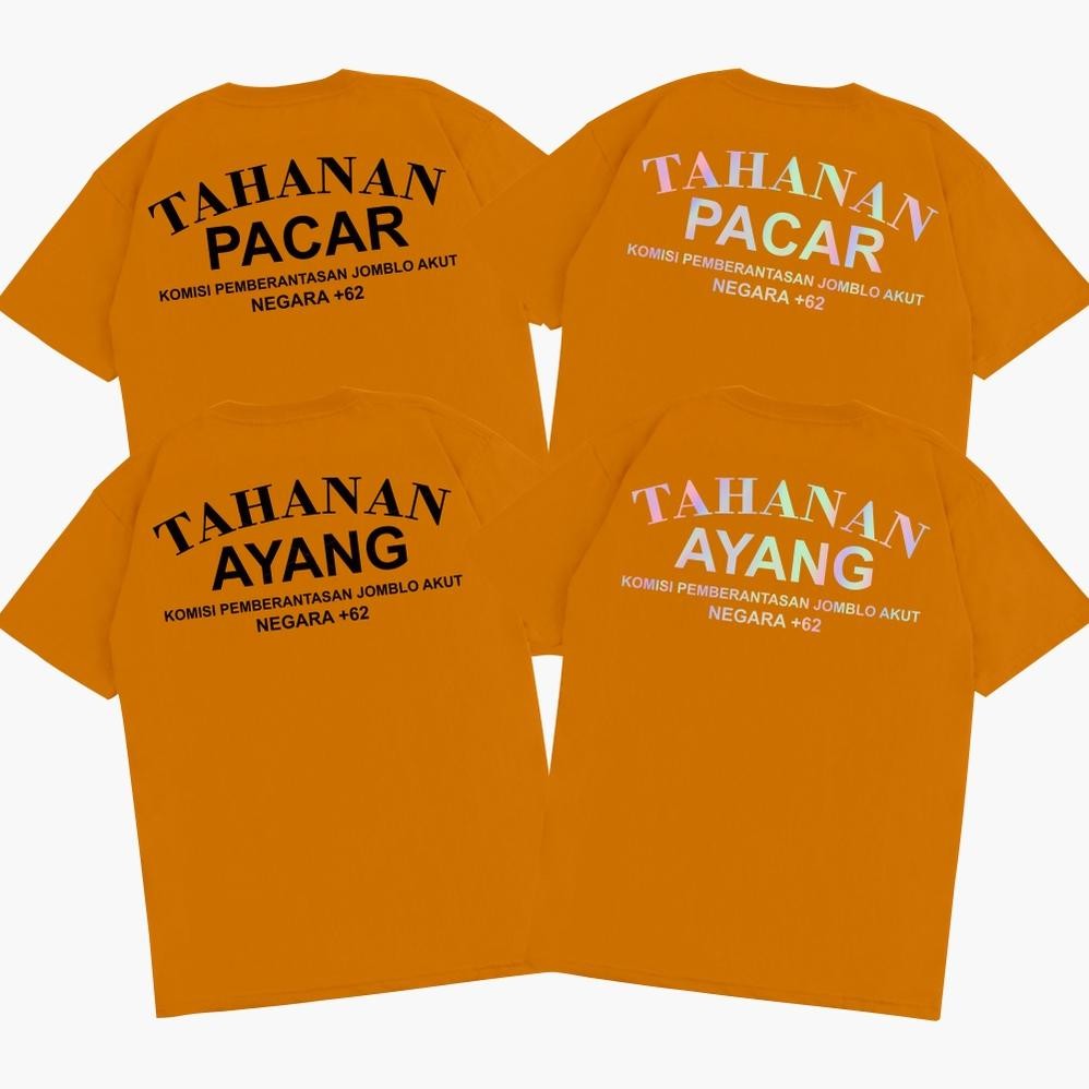 Limited Karimake T-Shirt Kata Unik Tahanan Ayang Tahanan Pacar Hitam Putih Lengan Pendek Panjang Dew