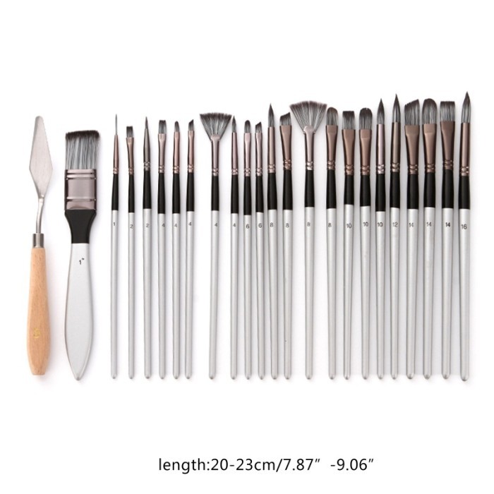 

promo! EB744 Goo 24pcs set Kuas Lukis Cat Minyak BahanGagang Kayu