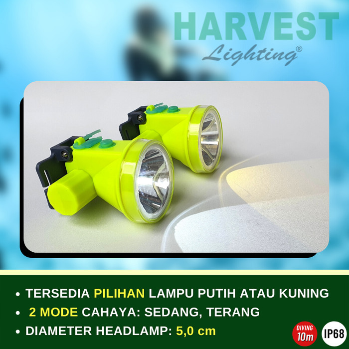 55W Headlamp Professional Diving Ip68 Harvest Led Senter Kepala Selam