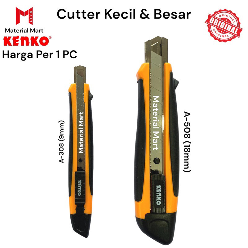 

Cutter Kenko Besar A-508 Pemotong Kertas Kenko Kecil A-308 Cutter Kenko A-303 9mm A-300 L-500 Isi