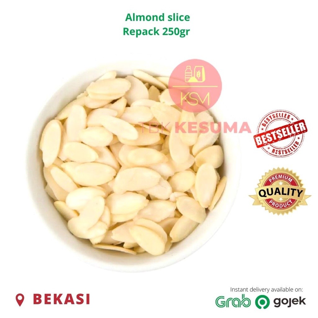 

Almond slice/ Kacang Almond potongan repack repack 250gr