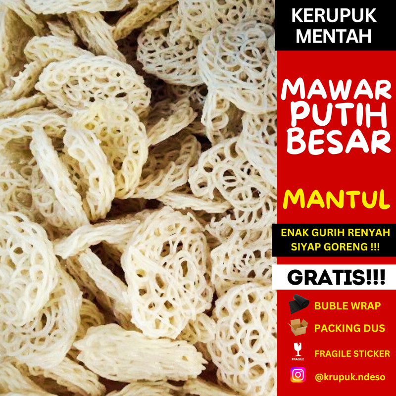 

KRUPUK / KERUPUK MENTAH / KERUPUK SEBLAK MAWAR PUTIH 500gr