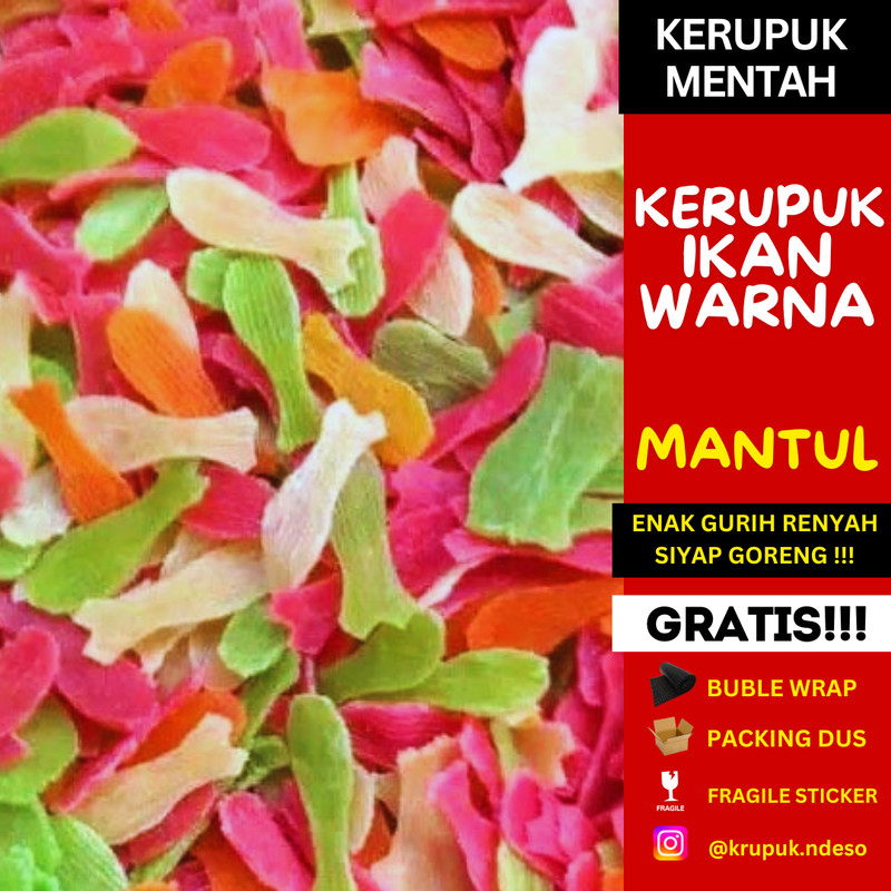 

KERUPUK BAWANG BENTUK IKAN WARNA MERAH Mentah Krupuk Bawang Renyah Gurih Oleh-oleh Sidoarjo Kemasan 500gr