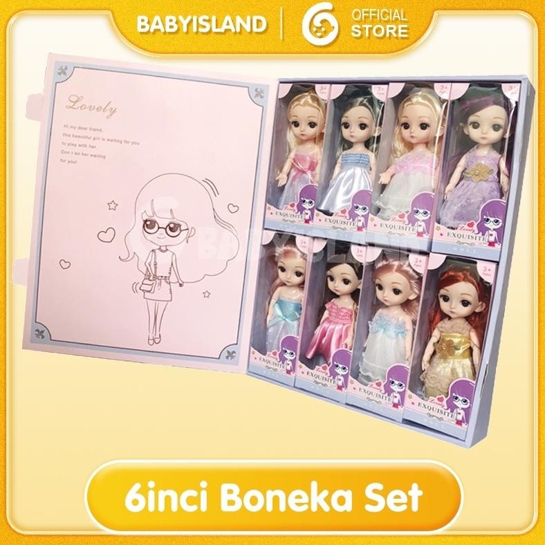 NEW  6inci Boneka Set Mainan Boneka Anak Perempuan Putri Koleksi Mainan Anak Perempuan Ulang Tahun H