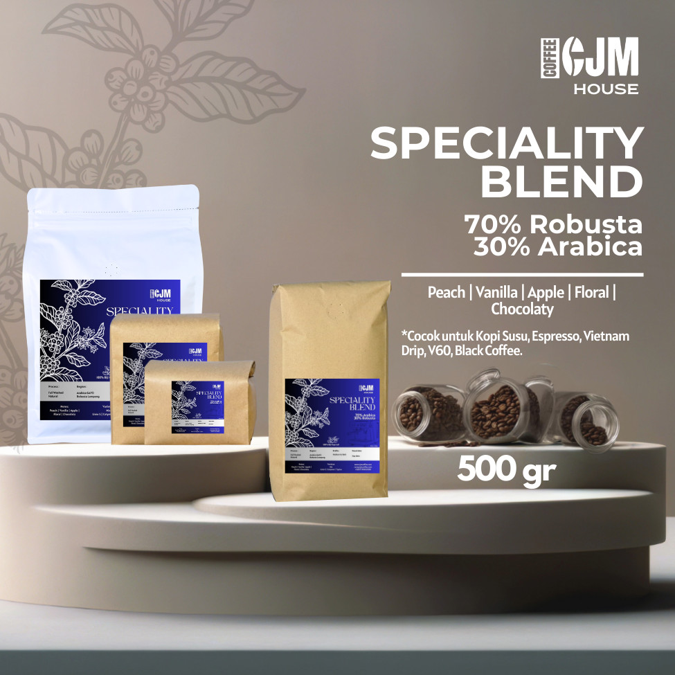 

500Gr 70% Robusta 30% Arabika | CJM Coffee House | Kopi Premium Asli | House Blend LampungXGayo