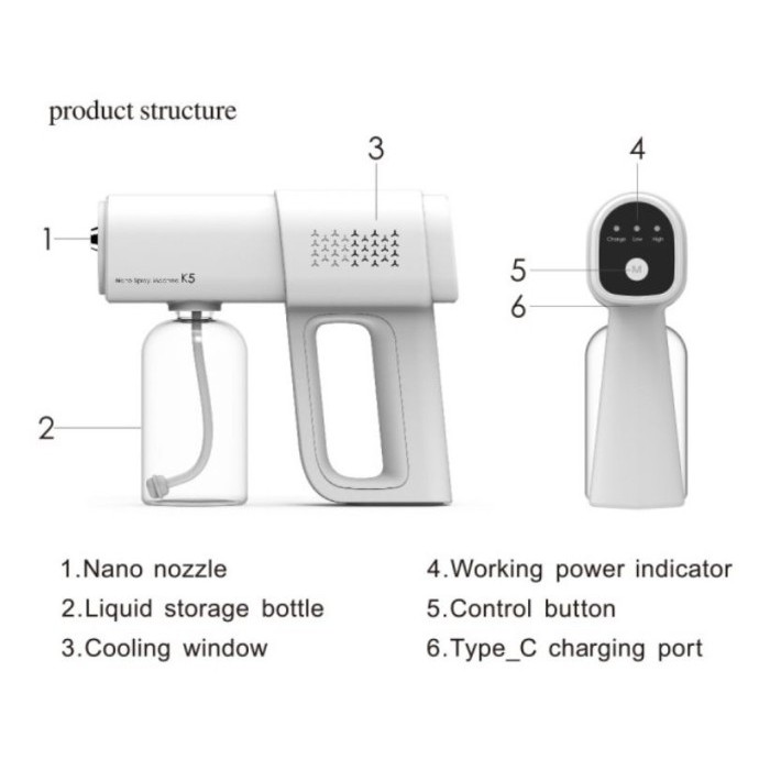 Nano Spray Gun K5 WIRELESS Disinfektan Fogging Disinfectant Spray