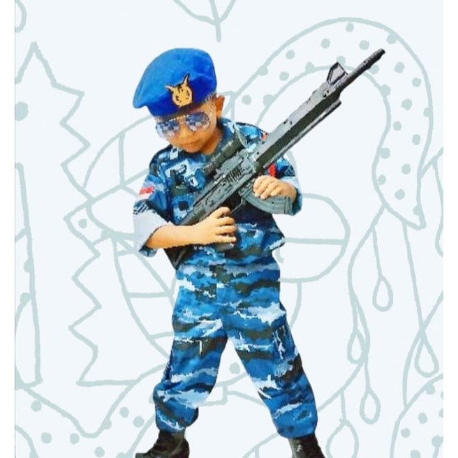 Jual Baju Loreng Tni Au Bonus Senapan Serbu Kostum Loreng Tni Au Anak