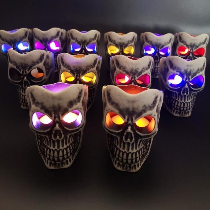 Lampu Skull Tengkorak Dekorasi Halloween Lampu Lilin Mata Nyala Murah Limited Edition