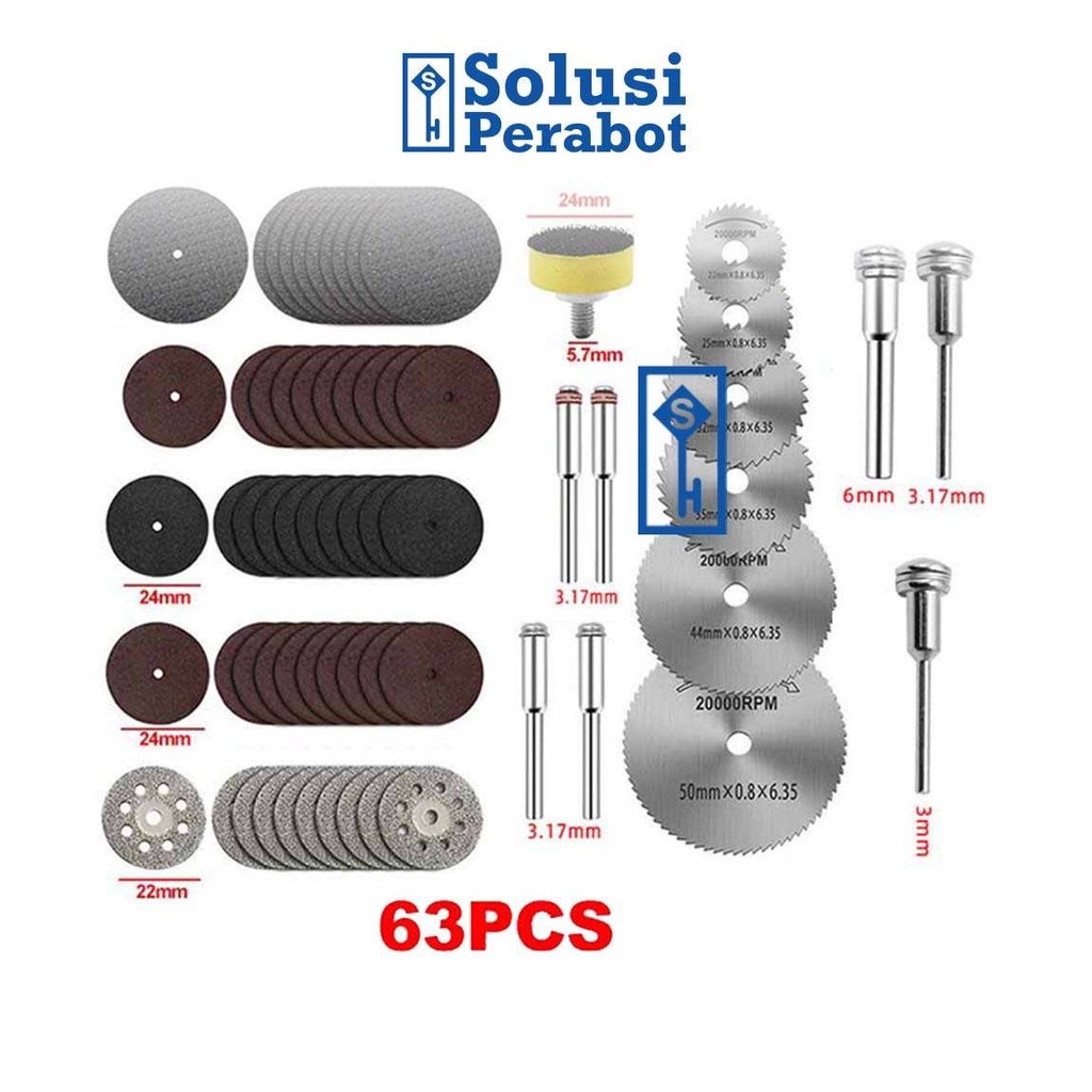 Bor Mata Gerinda Tuner Sets 63in1 AH74 SP / Cuner Diamond Porting Mini Kayu Hss Saw Blade / Potong S