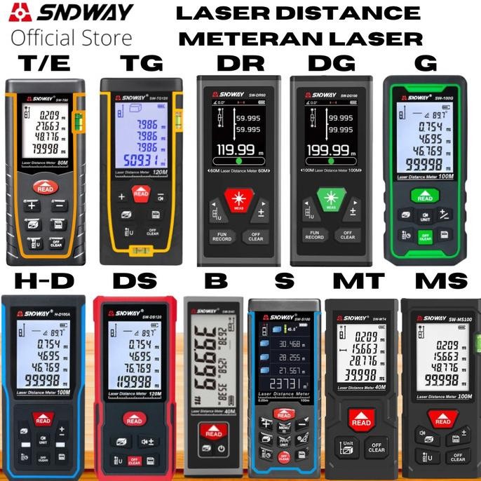 SNDWAY Meteran Laser Distance Digital 40 60 80 100 Laser Merah Hijau ,