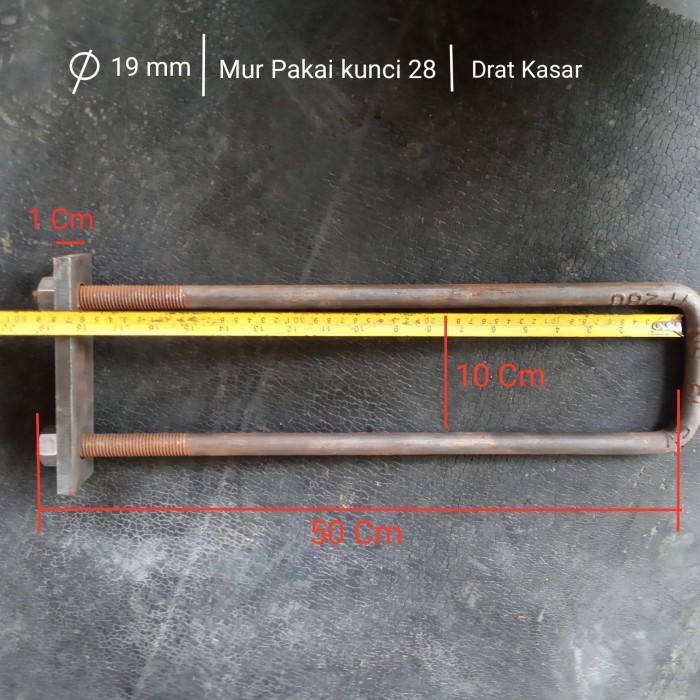 U BOLT BEHEL BAK LEBAR 10 CM