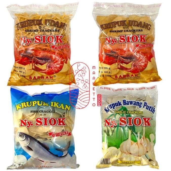 

Kerupuk Udang Ny. Siok Oval Stik Bawang Putih Ikan 500gr HPID