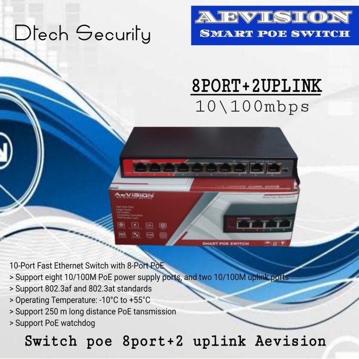 SWITCH POE 8 PORT+2 UPLINK AEVISION SMART POE 8 PORT