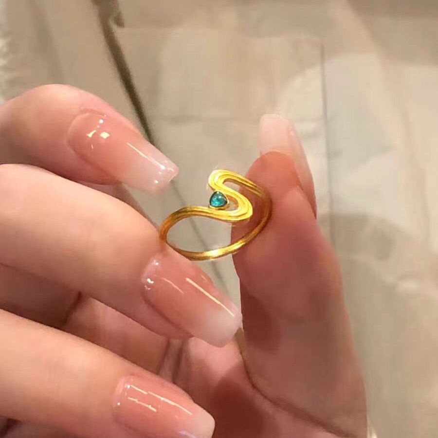 Cincin Cina Kuno Gaya Jimat Awan Emas Cincin Memutar