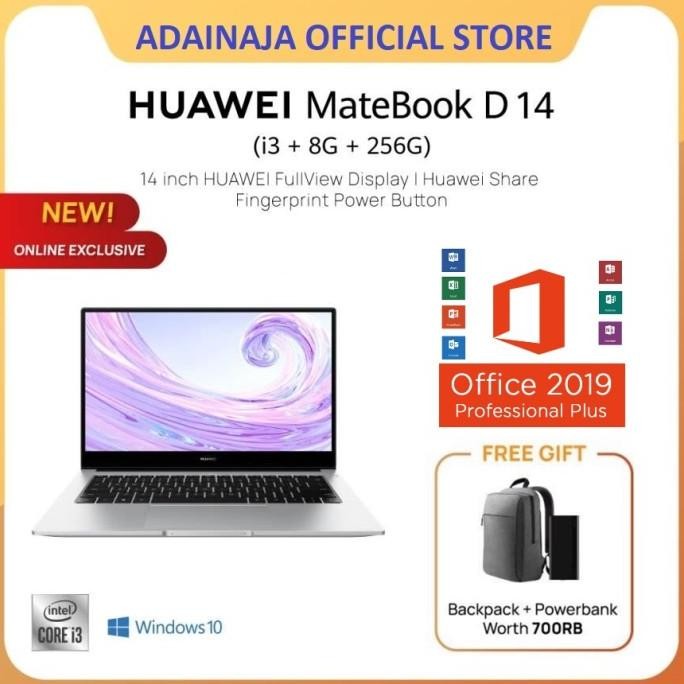 Tersedia Huawei Matebook D14 [Intel I3/8Gb/256Gb] Laptop