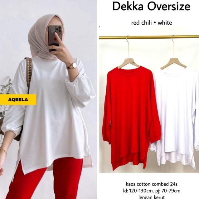 Kaos Katun Polos Merah Cabe Putih Bersih Oversize Ld  120-130 Cm