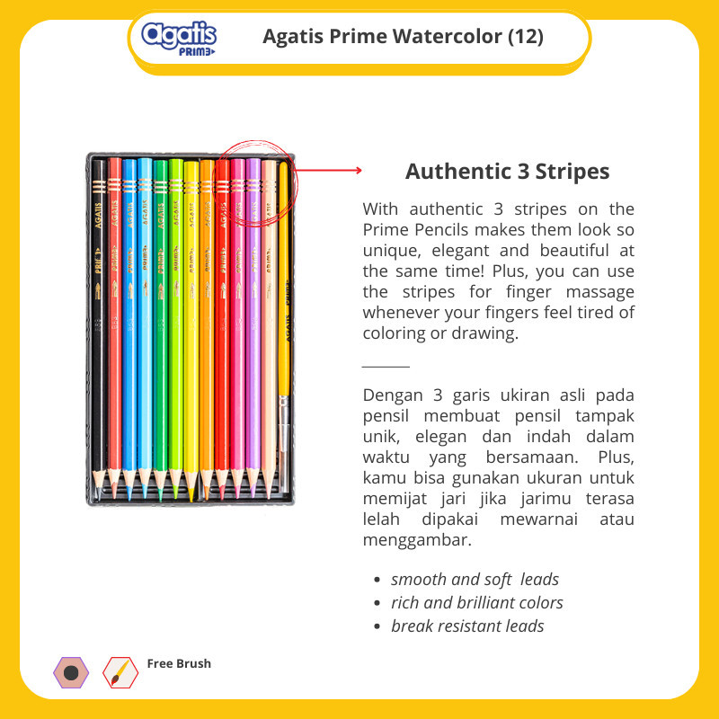 

AGATIS - Prime Pensil Warna Watercolor - 12 Warna Panjang