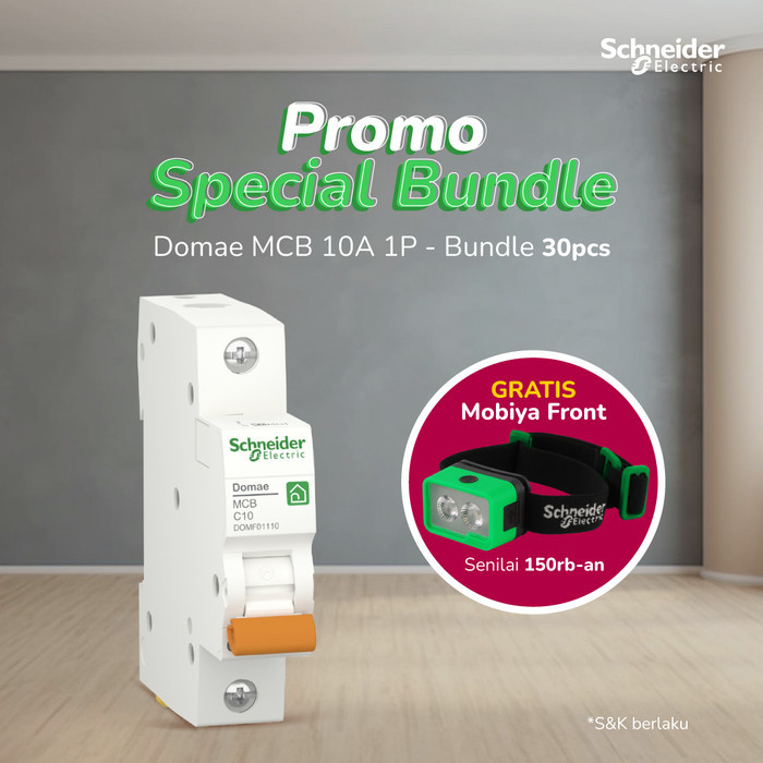 Bundle Schneider Electric Mcb Domae 10A 1P (30Pcs) + Free Mobiya Front Genuine