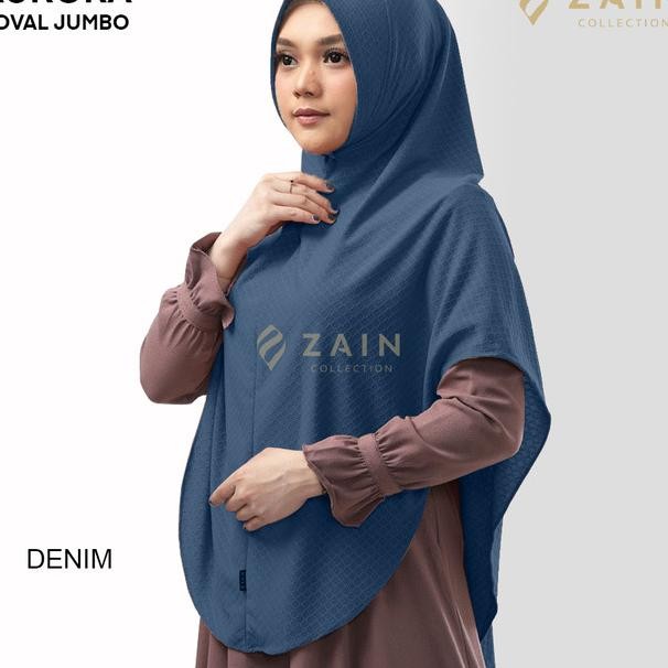 Hijab Instan Syari Motif Timbul Bergo Oval Aurora Jumbo Zaincollection
