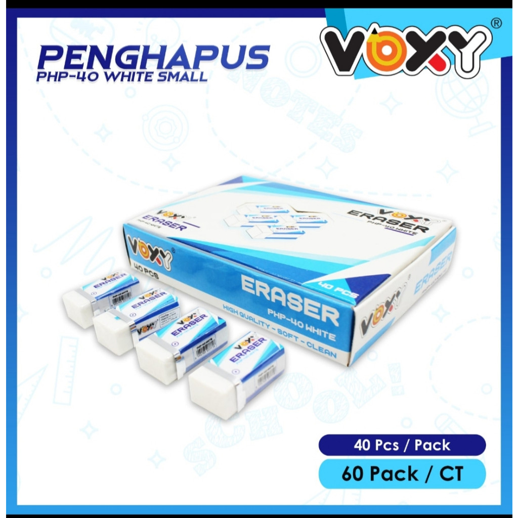 

1 Pack 40 pcs Penghapus Pensil Ogino / Voxy / GM