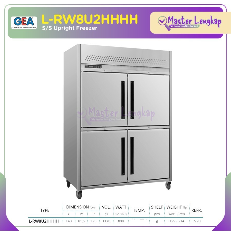 GEA UPRIGHT FREEZER REFRIGERATOR CABINET STAINLESS STEEL L-RW8U2HHHH / LRW8U2HHHH / L RW8U2HHHH
