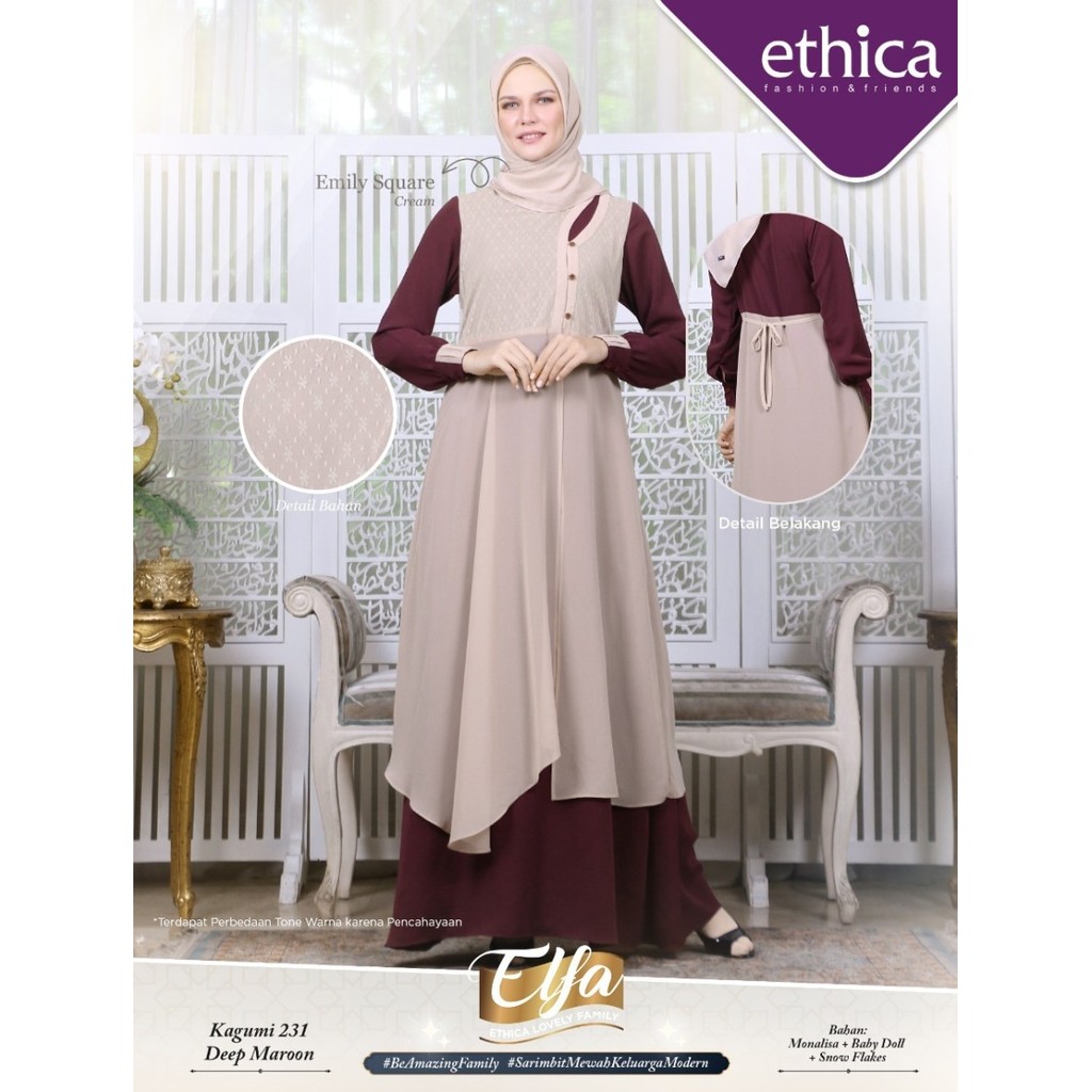 ETHICA | GAMIS DRESS MUSLIMAH KAGUMI 231 DEEP MAROON D20P