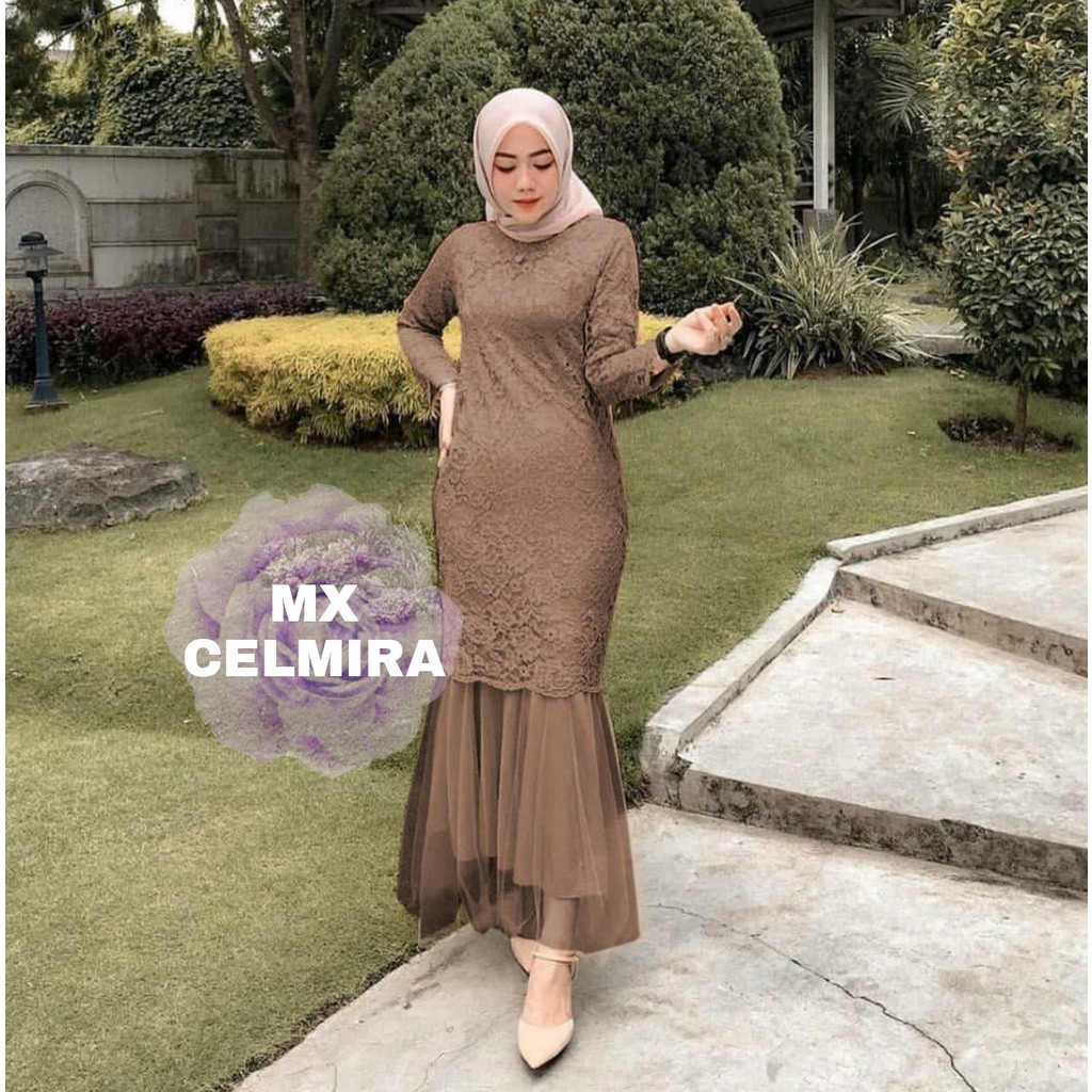 Dress Wanita MX CELMIRA /MAXI DUYUNG BRUKAT/GAMIS DUYUNG/GAMIS BRUKAT/GAUN KONDANGAN / GAUN UNDANGAN