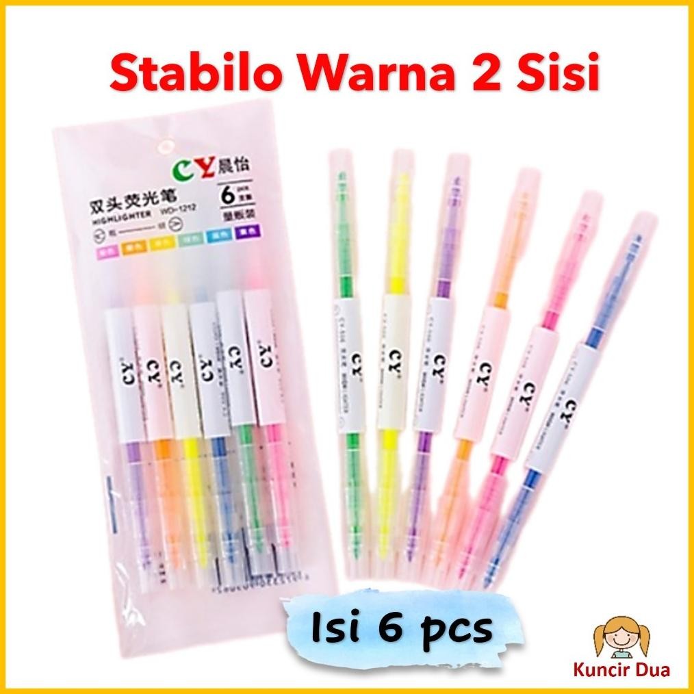 

STABILO WARNA 2 SISI 1 Set isi 6 Pcs Highlighter 2 Sisi 6 PCS