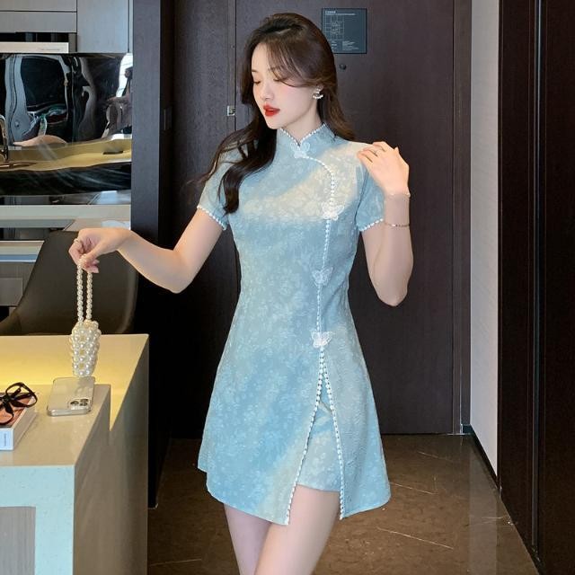 New Chinese Style Cheongsam Small Tall Short Two-Piece Set
