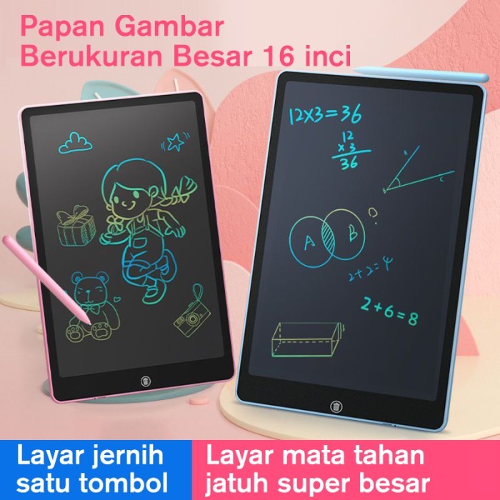 Writing Tablet LCD 16 inch Warna Drawing Tablet Papan Tulis Anak