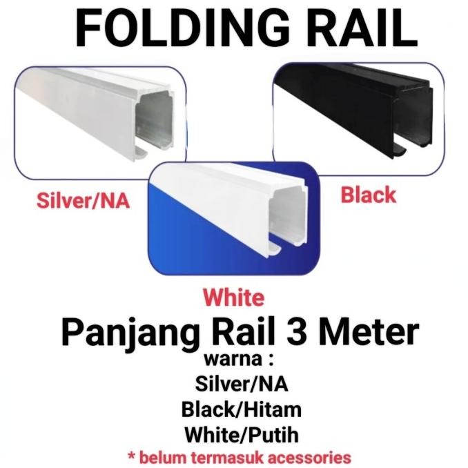 Rel/Rail Pintu Lipat Sliding Door Aluminium Panjang 3Meter(Tanpa Roda)