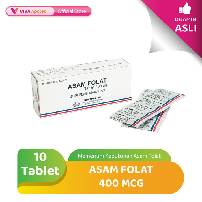 Asam Folat 400 mg Memenuhi Kebutuhan Asam Folat (100 Tablet)