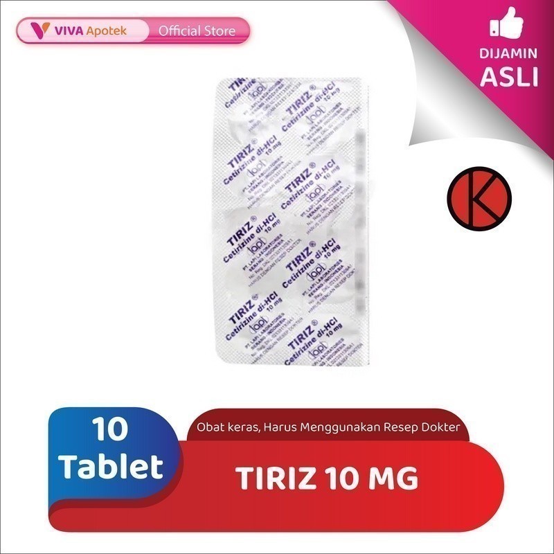 Tiriz 10 mg / Cetirizine / Alergi / Gatal / Rhinitis (10 Tablet)