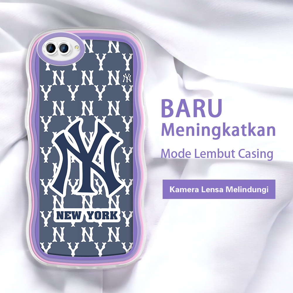 jinsouwe OPPO NEO 9 A3S A5 A7 A5S A9 2020 A12 A12S A12E  Casing Handphone  Pola Biru tua NY logo  wa