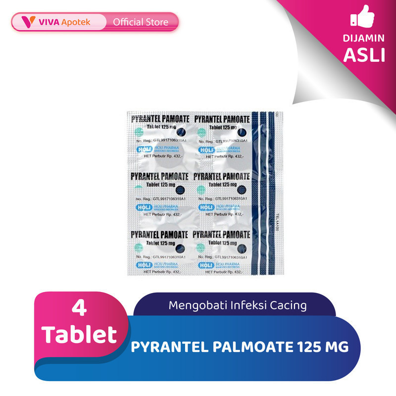 Pyrantel Palmoate 125 mg untuk Mengobati Infeksi Cacing (4 Tablet)