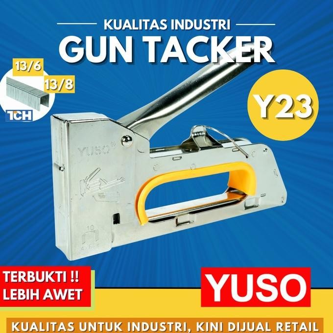 

ALAT HAND STAPLER GUN TACKER MANUAL YUSO Y23 TEMBAK STAPLES 13/6 13/8 ORIGINAL DAN TERPERCAYA