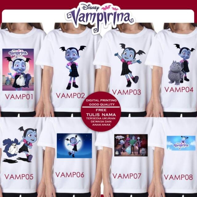FREE NAMA KAOS BAJU PRINT ANAK / DEWASA VAMPIRINA