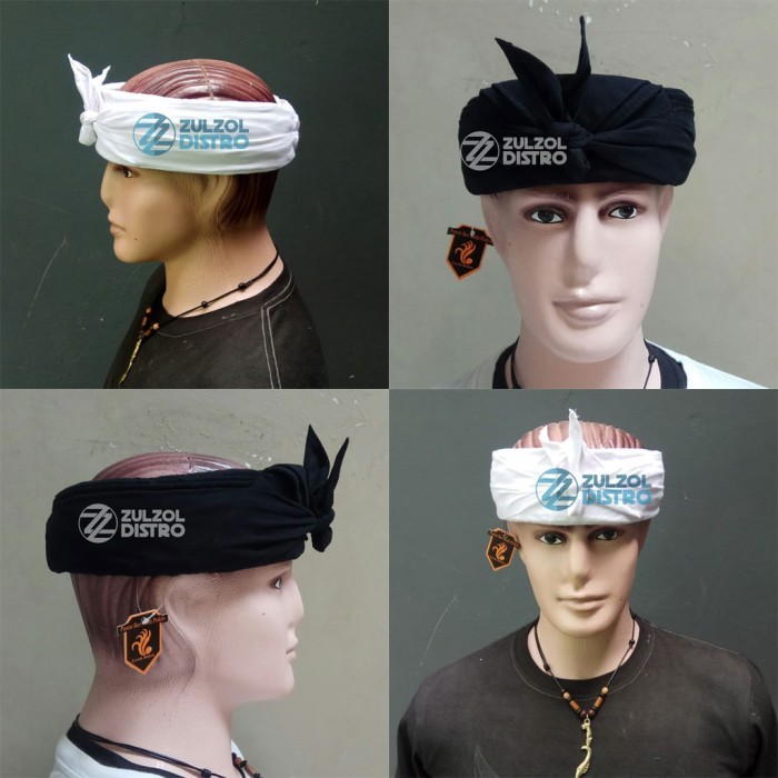 Iket Sunda Praktis Premium Polos Hitam & Putih / Udeng Blangkon Sunda