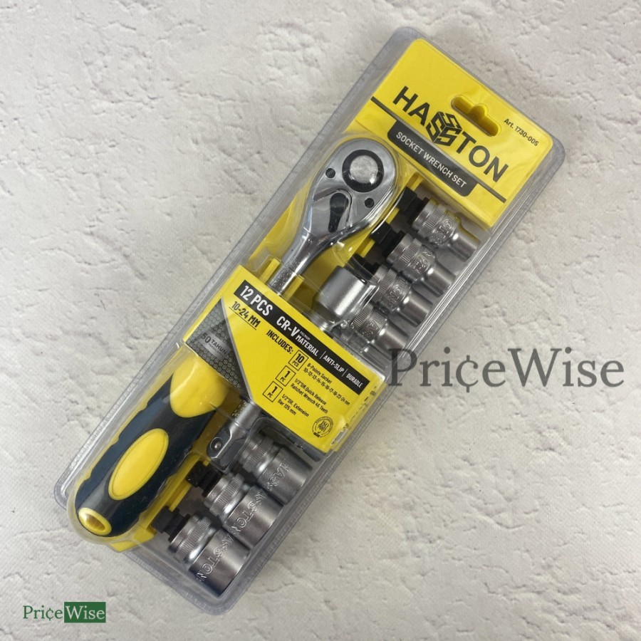 Kunci Sock Set 12 pcs 6PT Hasston 1730-005 / Sok Set / Socket Wrench