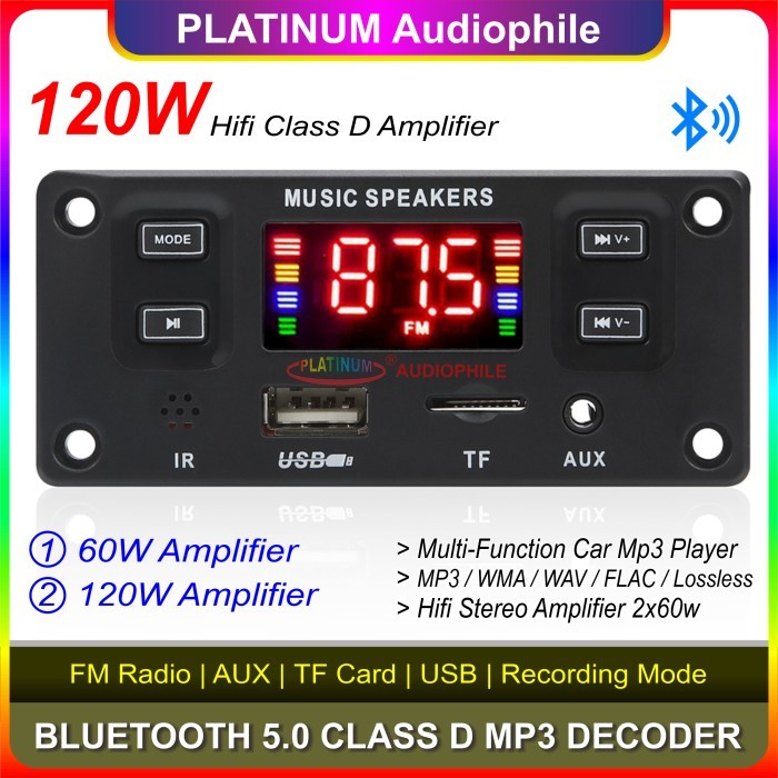 Modul Mp3 Bluetooth Amplifier 2X 60W 2X 30W Class D Mp3 Deer 120W Best Quality