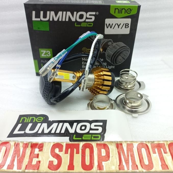 Lampu depan LED Luminos Z3 3 sisi tiga warna Strobo Flash H6 H4