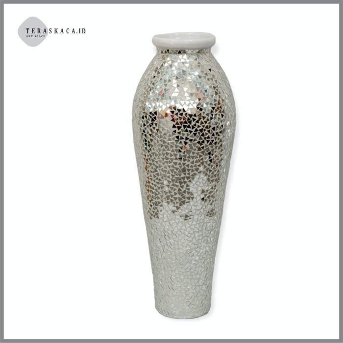 VAS BUNGA GUCI KERAMIK KACA CERMIN MOSAIC TINGGI 100CM DISKON